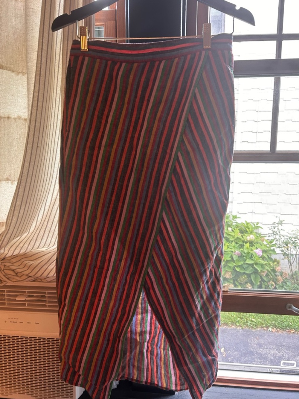 Madewell striped wrap linen skirt sz medium